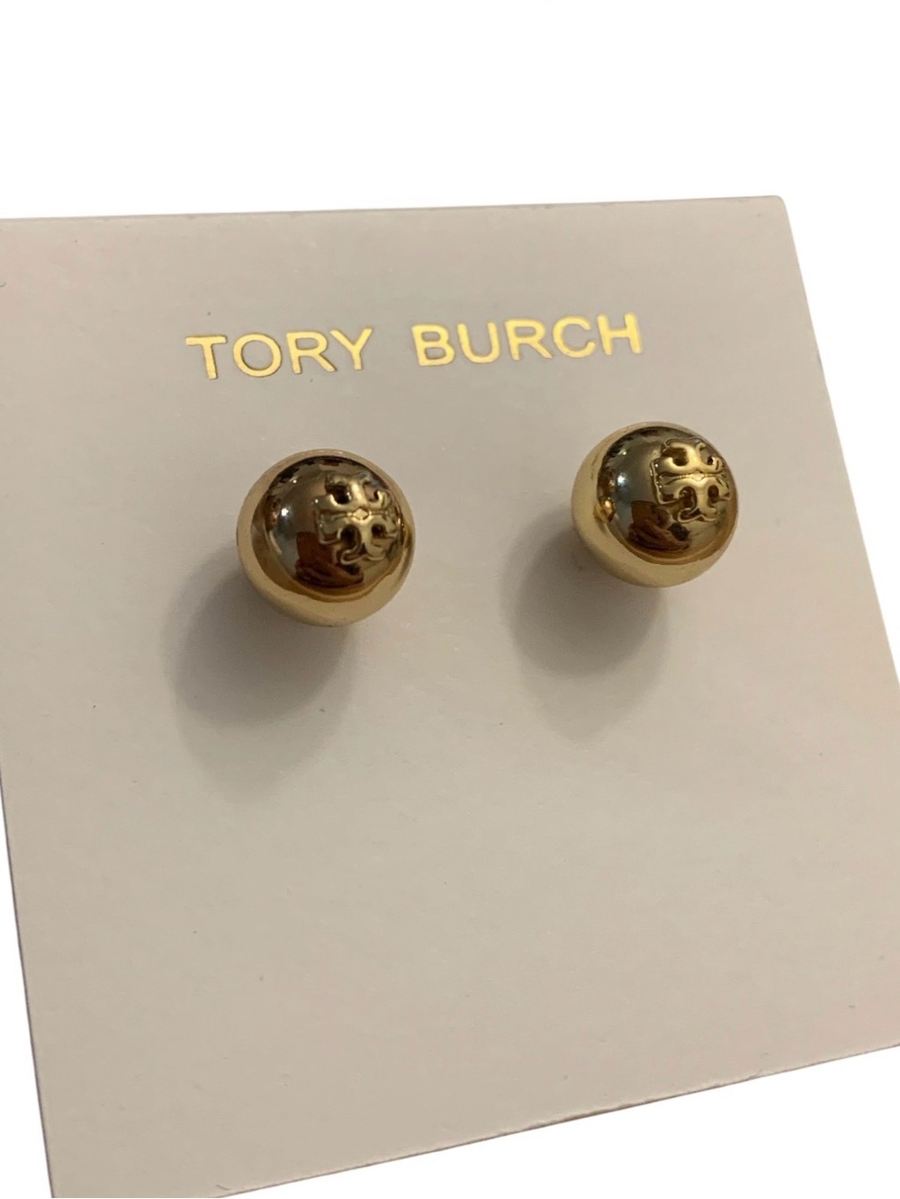 Tory Burch Tiny Gold Signature Dome Logo Stud Earrings